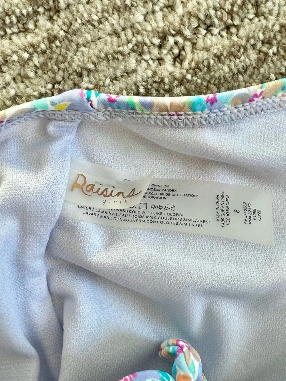Raisins Girls Floral One Strap Swimsuit Size 8